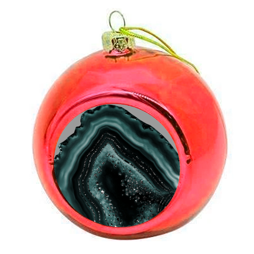 Teal Agate Black Glitter Glam #2 #gem #decor #art - colourful christmas bauble by Anita Bella Jantz