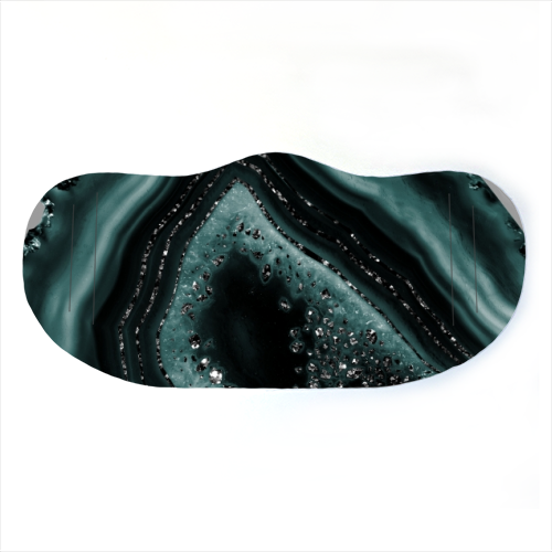 Teal Agate Black Glitter Glam #2 #gem #decor #art - face cover mask by Anita Bella Jantz