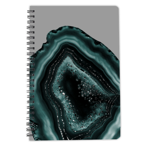Teal Agate Black Glitter Glam #2 #gem #decor #art - personalised A4, A5, A6 notebook by Anita Bella Jantz