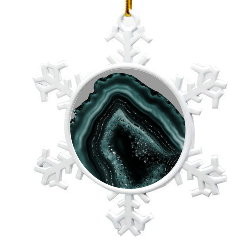 Teal Agate Black Glitter Glam #2 #gem #decor #art - snowflake decoration by Anita Bella Jantz