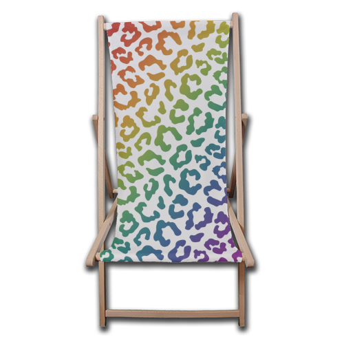 Rainbow animal print - canvas deck chair by Cheryl Boland