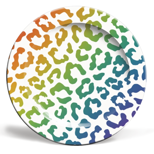 Rainbow animal print - ceramic dinner plate by Cheryl Boland