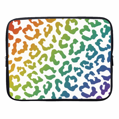Rainbow animal print - designer laptop sleeve by Cheryl Boland