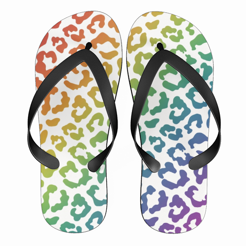 Rainbow animal print - funny flip flops by Cheryl Boland