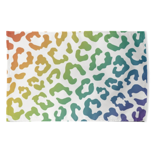 Rainbow animal print - funny tea towel by Cheryl Boland