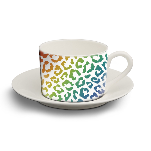 Rainbow animal print - personalised cup and saucer by Cheryl Boland