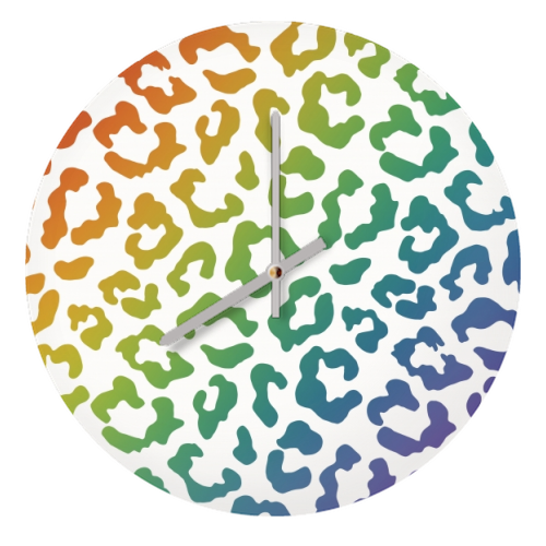 Rainbow animal print - quirky wall clock by Cheryl Boland