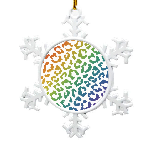 Rainbow animal print - snowflake decoration by Cheryl Boland