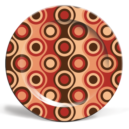 Retro 1970's Style Seventies Vintage Pattern - ceramic dinner plate by InspiredImages