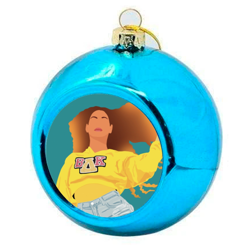 Queen Bey - colourful christmas bauble by Cheryl Boland