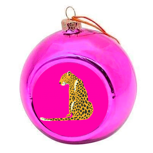 A Leopard Sits - colourful christmas bauble by Wallace Elizabeth