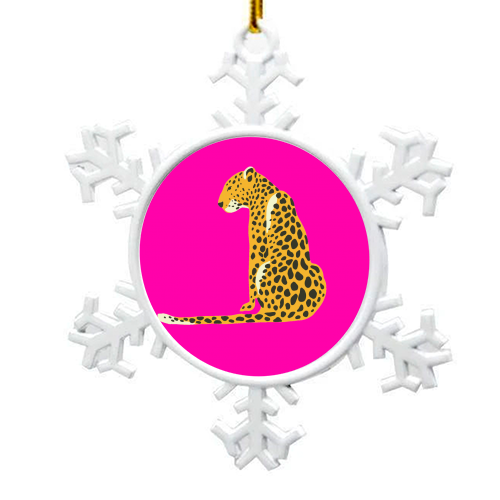 A Leopard Sits - snowflake decoration by Wallace Elizabeth