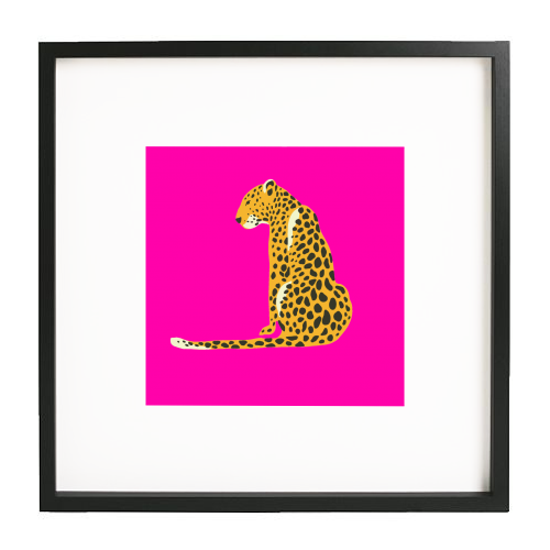 A Leopard Sits - white/black framed print by Wallace Elizabeth
