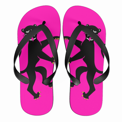 The Dancing Panther - funny flip flops by Wallace Elizabeth
