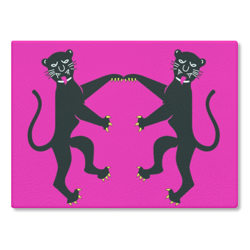 The Dancing Panther - glass chopping board by Wallace Elizabeth