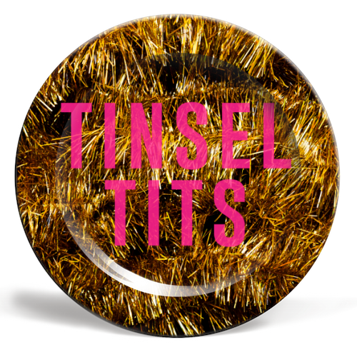 Tinsel Tits - ceramic dinner plate by The 13 Prints
