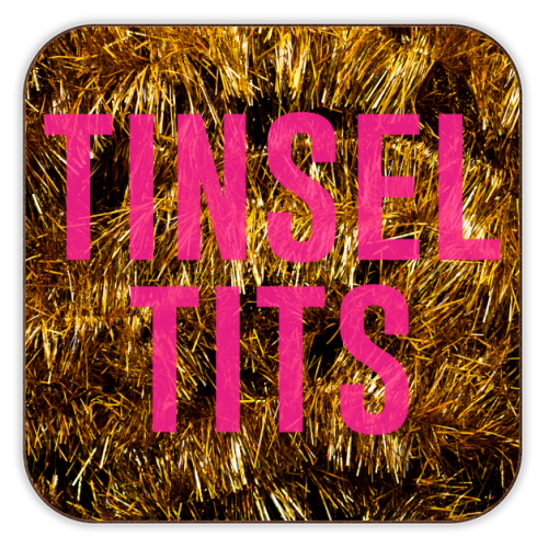 Tinsel Tits - personalised beer coaster by The 13 Prints