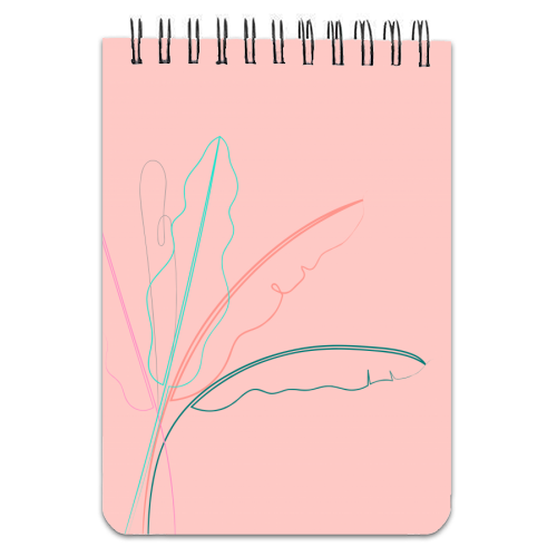 Banana Palm ( coral background ) - personalised A4, A5, A6 notebook by Adam Regester