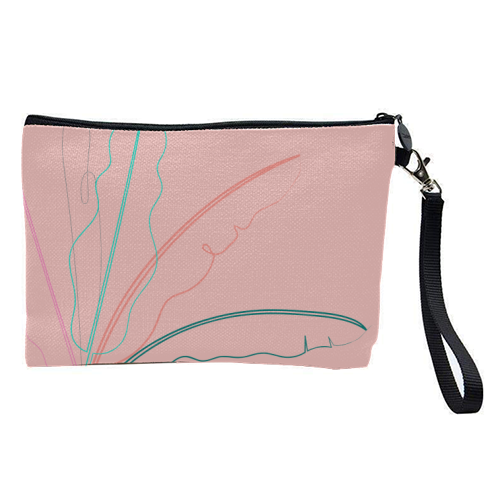Banana Palm ( coral background ) - pretty makeup bag by Adam Regester