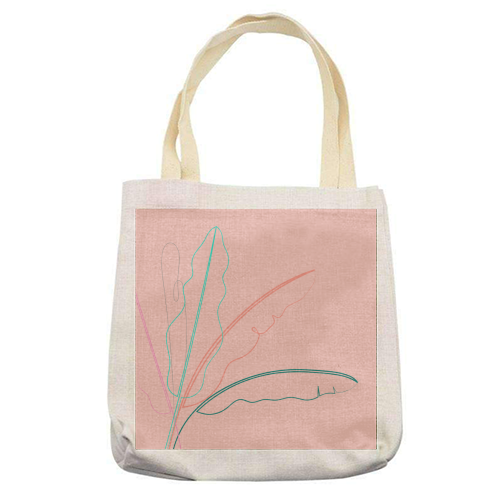 Banana Palm ( coral background ) - printed tote bag by Adam Regester