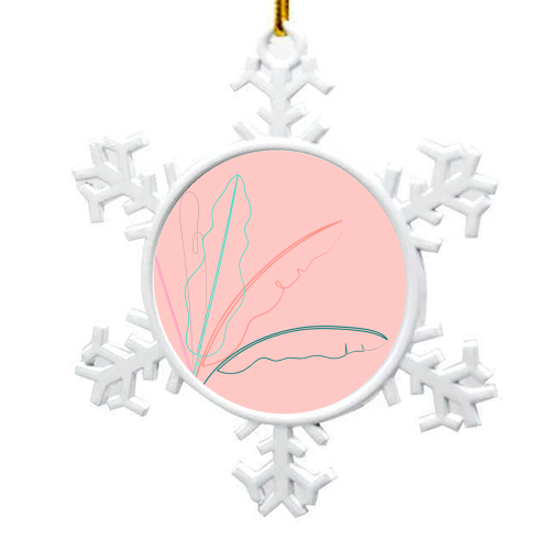 Banana Palm ( coral background ) - snowflake decoration by Adam Regester