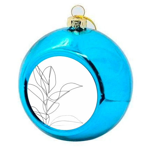 Continuous Line Rubber Plant Drawing - colourful christmas bauble by Adam Regester
