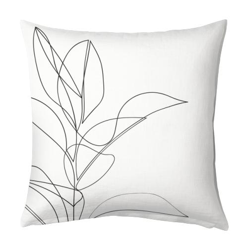 Continuous Line Rubber Plant Drawing - designed cushion by Adam Regester