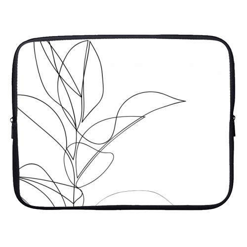Continuous Line Rubber Plant Drawing - designer laptop sleeve by Adam Regester