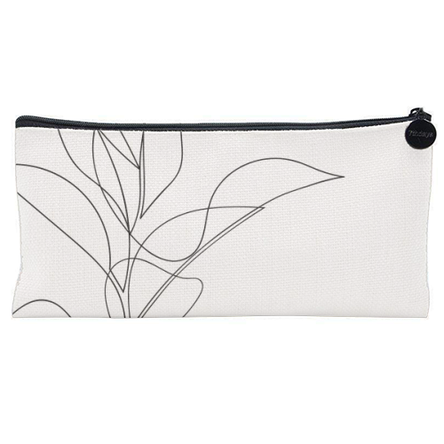Continuous Line Rubber Plant Drawing - flat pencil case by Adam Regester