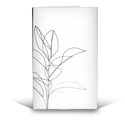 Continuous Line Rubber Plant Drawing - funny greeting card by Adam Regester