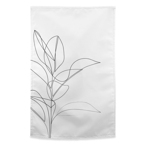 Continuous Line Rubber Plant Drawing - funny tea towel by Adam Regester
