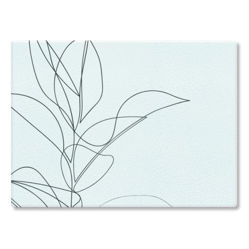 Continuous Line Rubber Plant Drawing - glass chopping board by Adam Regester