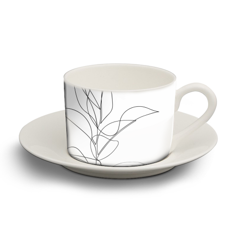 Continuous Line Rubber Plant Drawing - personalised cup and saucer by Adam Regester