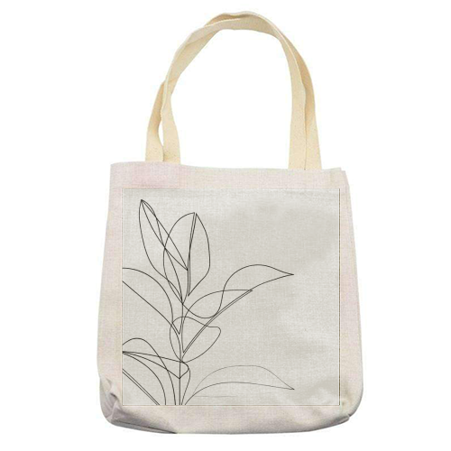 Continuous Line Rubber Plant Drawing - printed tote bag by Adam Regester