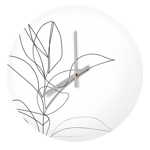 Continuous Line Rubber Plant Drawing - quirky wall clock by Adam Regester