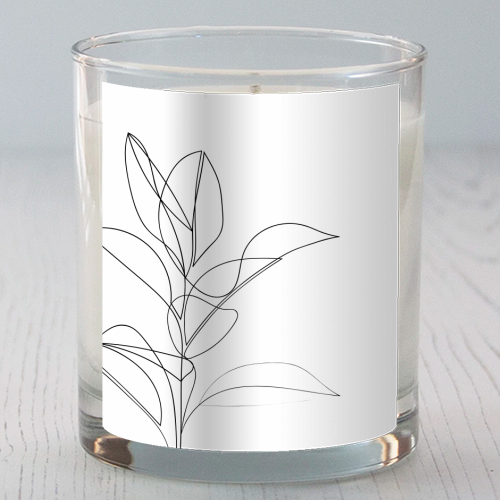 Continuous Line Rubber Plant Drawing - scented candle by Adam Regester
