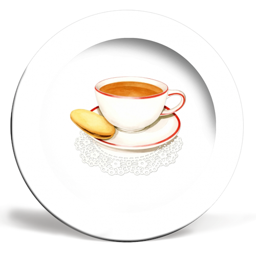 Cup of Tea and a Biccie - ceramic dinner plate by Patricia Shea