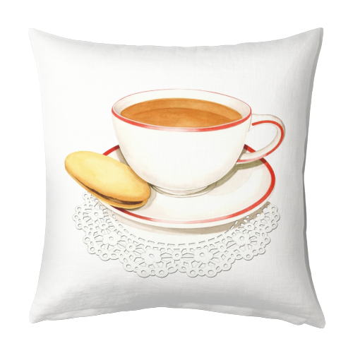Cup of Tea and a Biccie - designed cushion by Patricia Shea