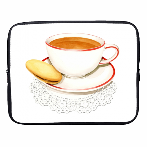 Cup of Tea and a Biccie - designer laptop sleeve by Patricia Shea
