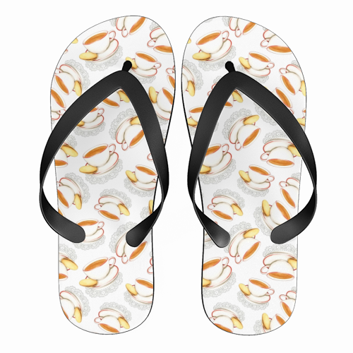 Cup of Tea and a Biccie - funny flip flops by Patricia Shea