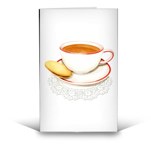 Cup of Tea and a Biccie - funny greeting card by Patricia Shea