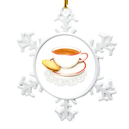 Cup of Tea and a Biccie - snowflake decoration by Patricia Shea