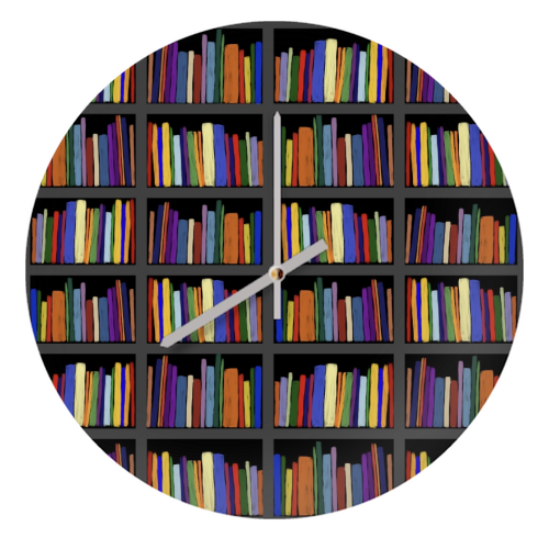 Library - quirky wall clock by Sarah Leeves