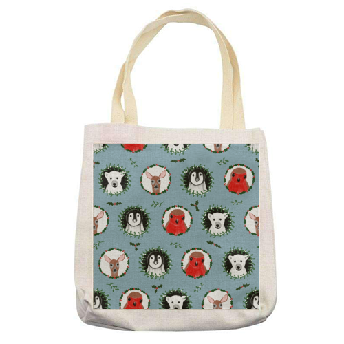 Mistletoe Animals - printed tote bag by Sarah Leeves