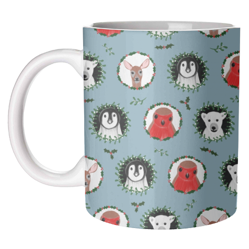 Mistletoe Animals - unique mug by Sarah Leeves