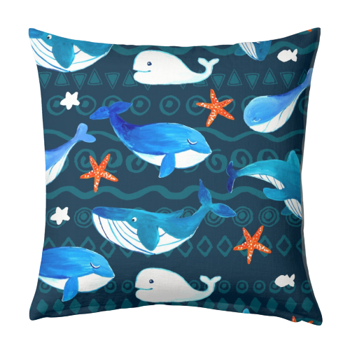 whales pattern - designed cushion by haris kavalla