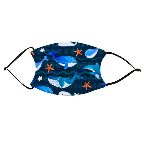whales pattern - face cover mask by haris kavalla