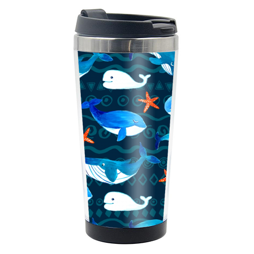 whales pattern - photo water bottle by haris kavalla