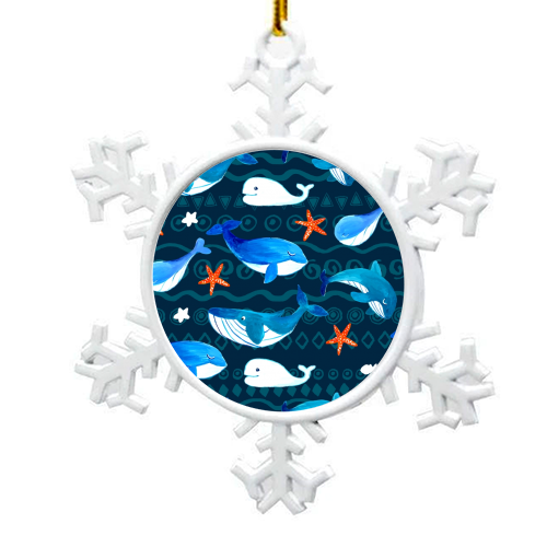 whales pattern - snowflake decoration by haris kavalla