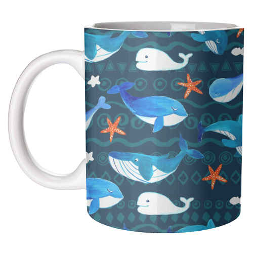 whales pattern - unique mug by haris kavalla